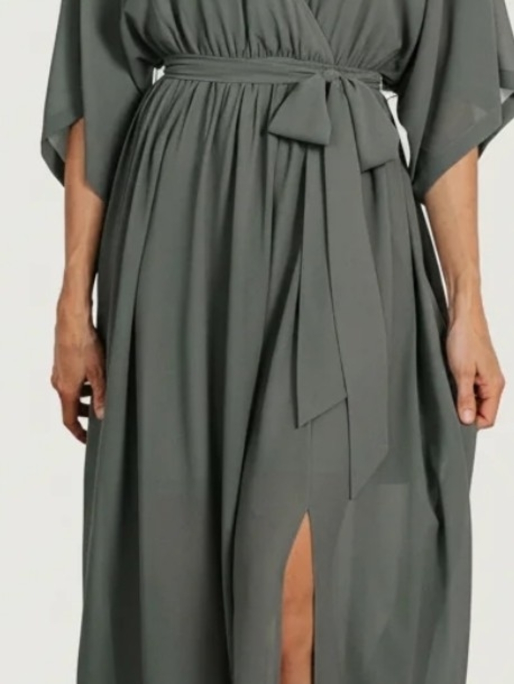 Baltic Born Gray Maxi Dress with Waist Tie